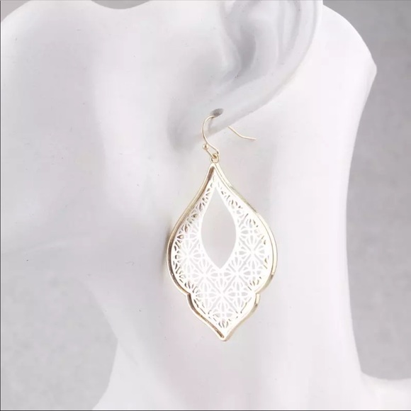 Gold And Silver Hoop Teardrop Dangle Earrings - Picture 5 of 8